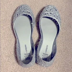Mel by Melissa silver glitter girls dress shoe